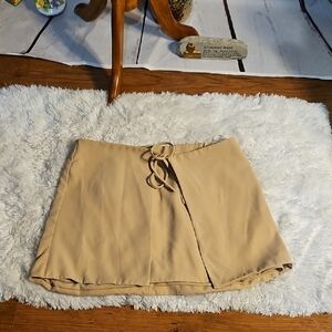 Lovers and Friends‎ Skort Beige Mini Skirt Tie Front Extra Large XL